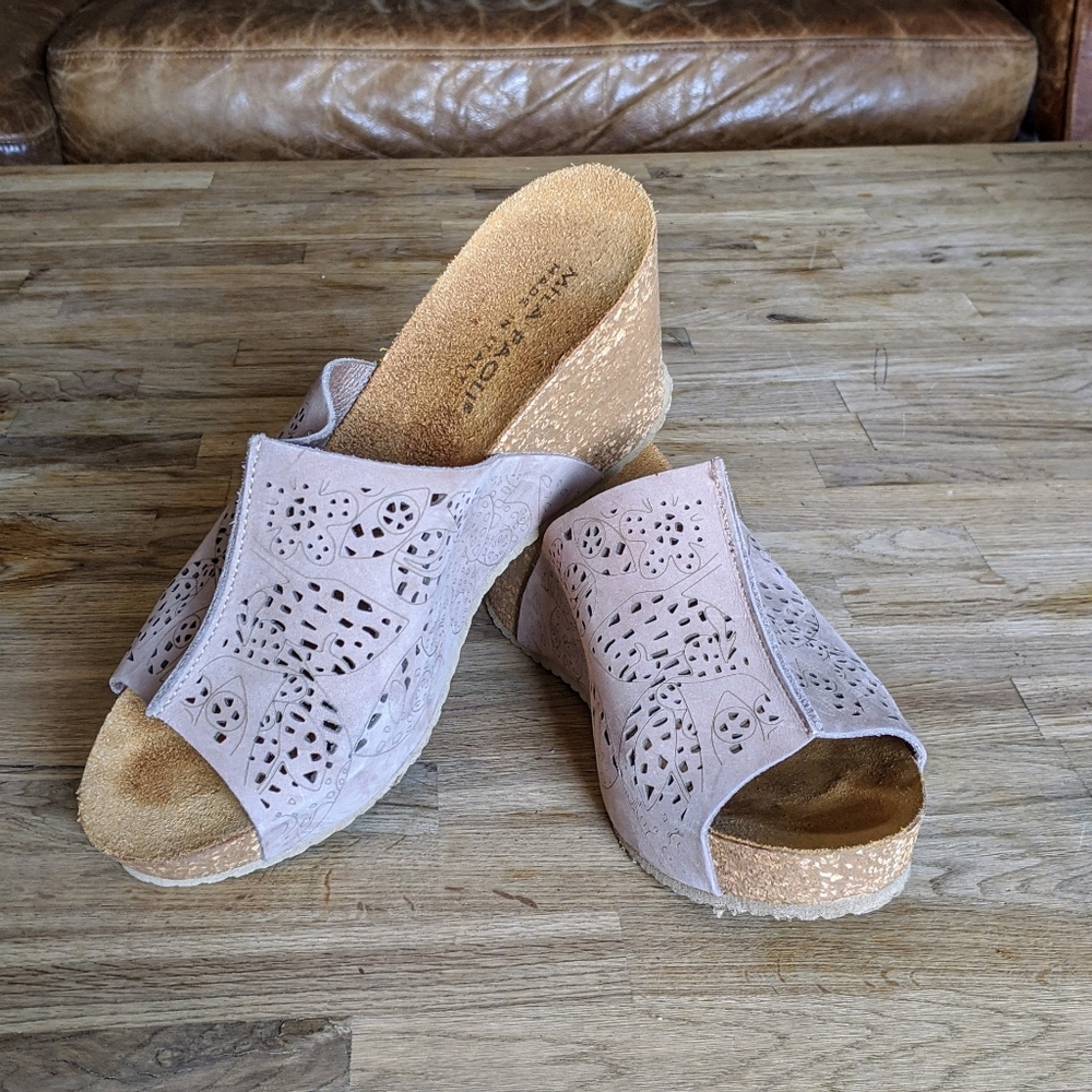 Mila Paoli Cork and Leather Slides